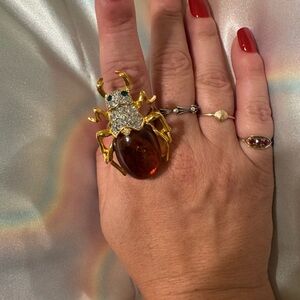 Kenneth Jay Lane Gold  Beetle Statement Ring